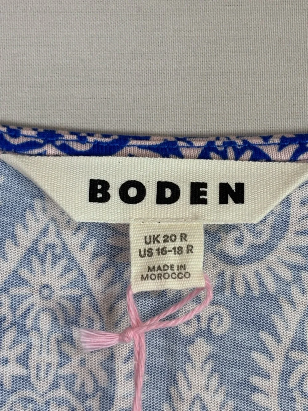 Boden Blue White Print Midi Dress US 16-18 Pockets Short Sleeve NWT - Picture 2 of 9